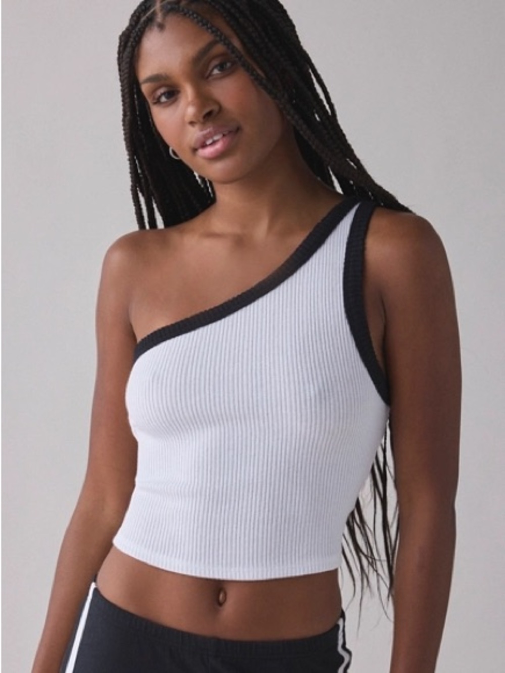 NWOT Urban Outfitters Penny Ribbed Knit One-Shoulder Crop Top